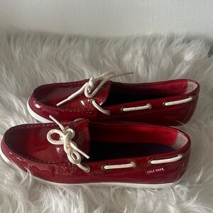 Cole Haan Glossy Red Boat Shoes